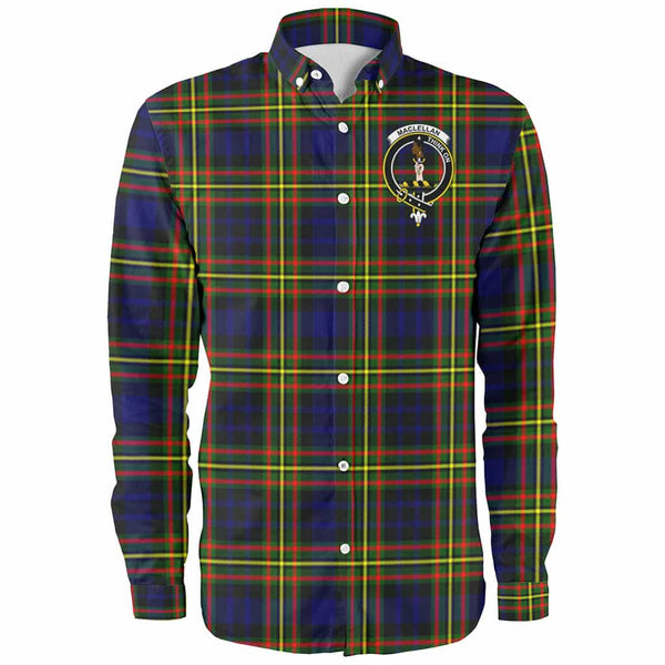 Scottish MacLellan Clan Crest Tartan Long Sleeve Shirt Front Side Tartan Plaid