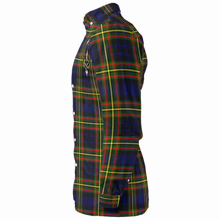 Scottish MacLellan Clan Crest Tartan Long Sleeve Shirt Tartan Plaid