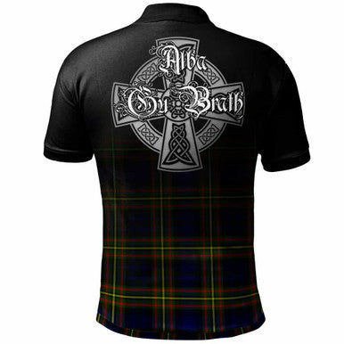 Scottish MacLellan Clan Crest Tartan Polo Shirt - Alba Gu Brath Family Crest Celtic Inspired Back Side Tartan Plaid