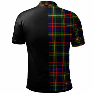 Scottish MacLellan Clan Crest Tartan Polo Shirt - Half in Me Back Side Tartan Plaid