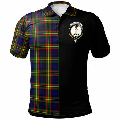 Scottish MacLellan Clan Crest Tartan Polo Shirt - Half in Me Front Side Tartan Plaid
