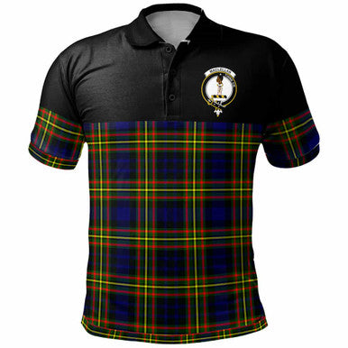 Scottish MacLellan Clan Crest Tartan Polo Shirt - Horizontal Style Front Side Tartan Plaid
