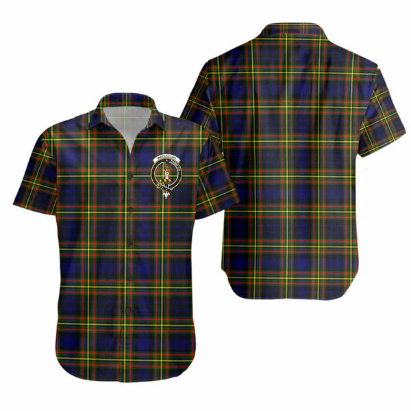 Scottish MacLellan Clan Crest Tartan Short Sleeve Shirt Tartan Plaid