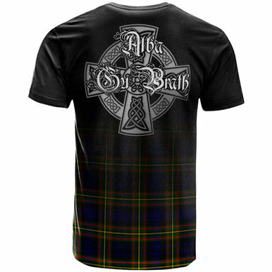 Scottish MacLellan Clan Crest Tartan T-Shirt - Alba Gu Brath Family Crest Celtic Inspired Back Side Tartan Plaid
