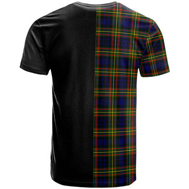 Scottish MacLellan Clan Crest Tartan T-Shirt Half in Me Back Side Tartan Plaid