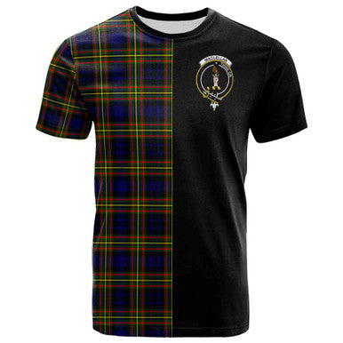 Scottish MacLellan Clan Crest Tartan T-Shirt Half in Me Front Side Tartan Plaid