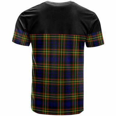 Scottish MacLellan Clan Crest Tartan T-Shirt - Horizontal Style Back Side Tartan Plaid