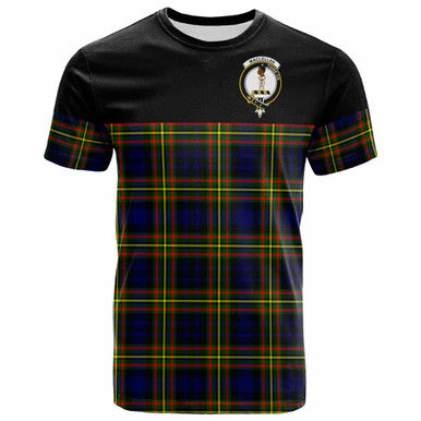 Scottish MacLellan Clan Crest Tartan T-Shirt - Horizontal Style Front Side Tartan Plaid