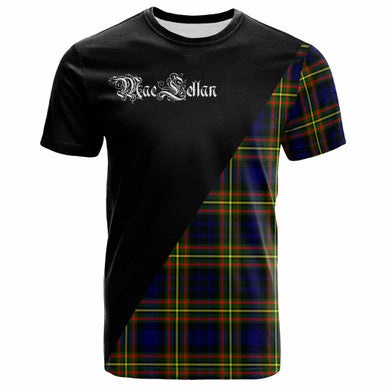Scottish MacLellan Clan Crest Tartan T-Shirt - Military Logo Front Side Tartan Plaid