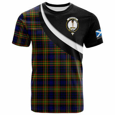 Scottish MacLellan Clan Crest Tartan T-Shirt - Scotland Forever Style Front Side Tartan Plaid