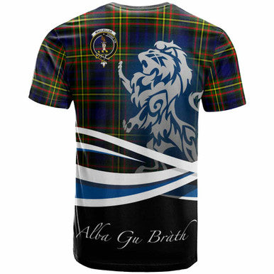Scottish MacLellan Clan Crest Tartan T-Shirt - Scotland Lion Back Side Tartan Plaid