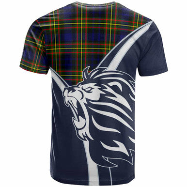 Scottish MacLellan Clan Crest Tartan T-Shirt - Scottish Flag With Lion Back Side Tartan Plaid