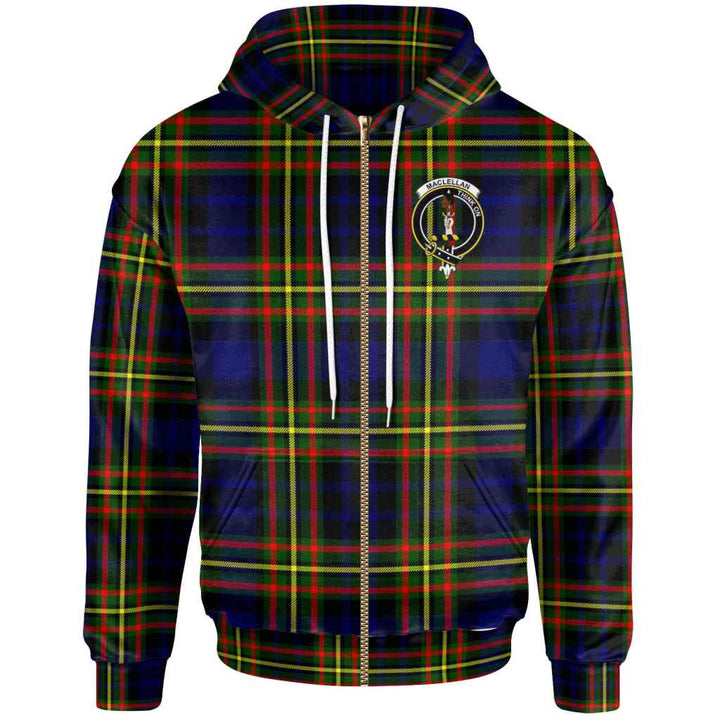 Scottish MacLellan Clan Crest Tartan Hoodie Zip Tartan Plaid