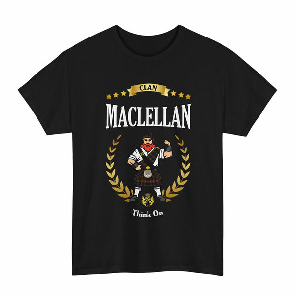Scottish MacLellan Clan Tartan T-Shirt - Motto Scotsman Tartan Plaid Black Color