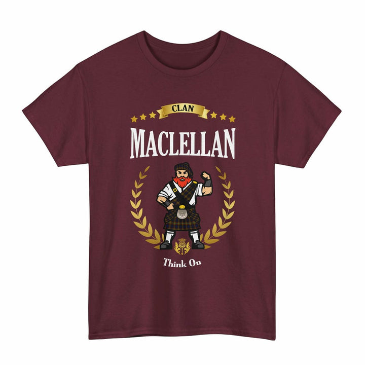 Scottish MacLellan Clan Tartan T-Shirt - Motto Scotsman Tartan Plaid Maroon Color