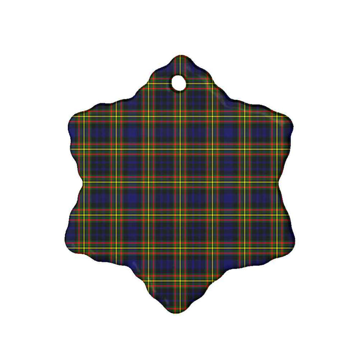 Scottish MacLellan Modern Clan Tartan Ceramic Ornament Snow Flake Shape Tartan Plaid