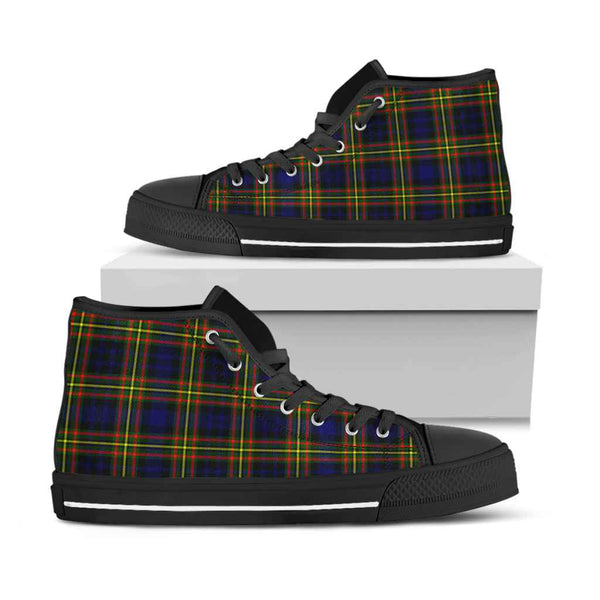 Scottish MacLellan Modern Clan Tartan High Top Shoes Black Sole Tartan Plaid