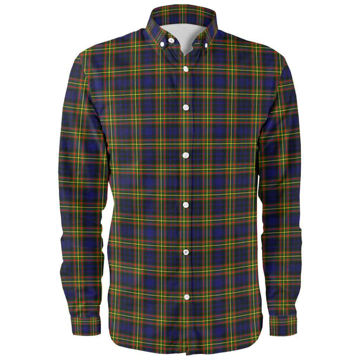 Scottish MacLellan Modern Clan Tartan Long Sleeve Shirt Front Side Tartan Plaid