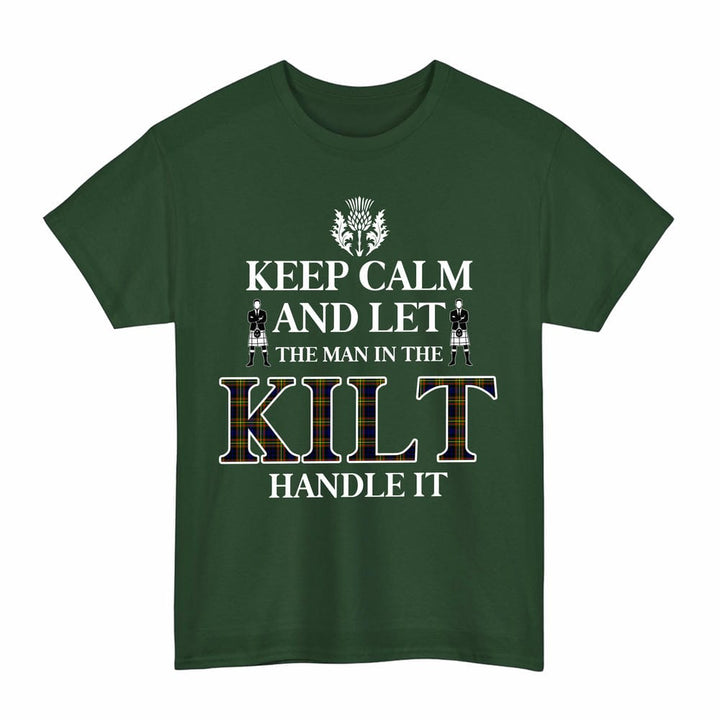 Scottish MacLellan Modern Clan Tartan T-Shirt - Keep Calm Tartan Plaid Forest Green Color