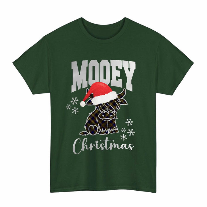 Scottish MacLellan Modern Clan Tartan T-Shirt - Mooey Christmas Tartan Plaid Forest Green Color