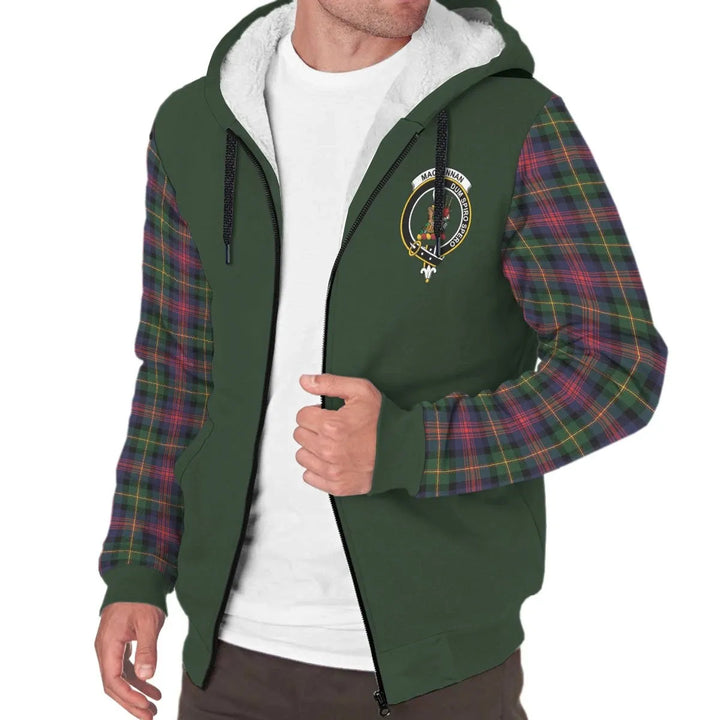 Scottish MacLennan Clan Crest Tartan Plaid Sleeve Sherpa Hoodie