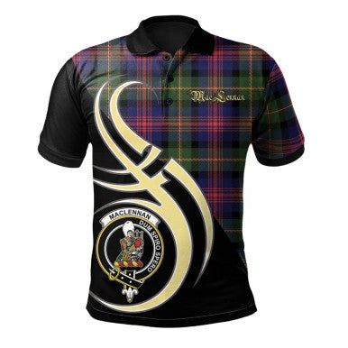 Scottish MacLennan Clan Crest Tartan Polo Shirt Believe in Me Front Side Tartan Plaid