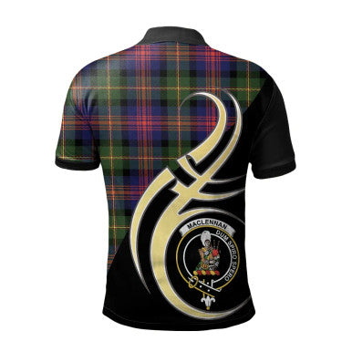 Scottish MacLennan Clan Crest Tartan Polo Shirt Believe in Me Back Side Tartan Plaid