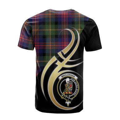 Scottish MacLennan Clan Crest Tartan T-Shirt Believe in Me Back Side Tartan Plaid