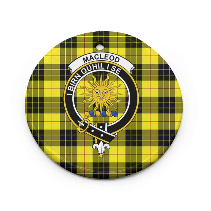 Scottish MacLeod Clan Crest Tartan Ceramic Ornament Circle Shape Tartan Plaid