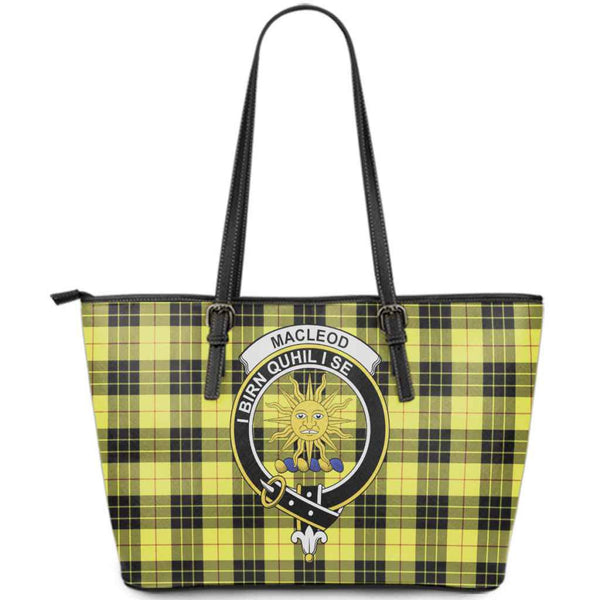Scottish MacLeod Clan Crest Tartan Leather Tote Tartan Plaid