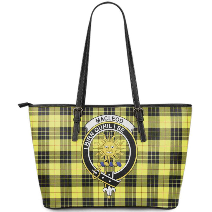 Scottish MacLeod Clan Crest Tartan Leather Tote Tartan Plaid