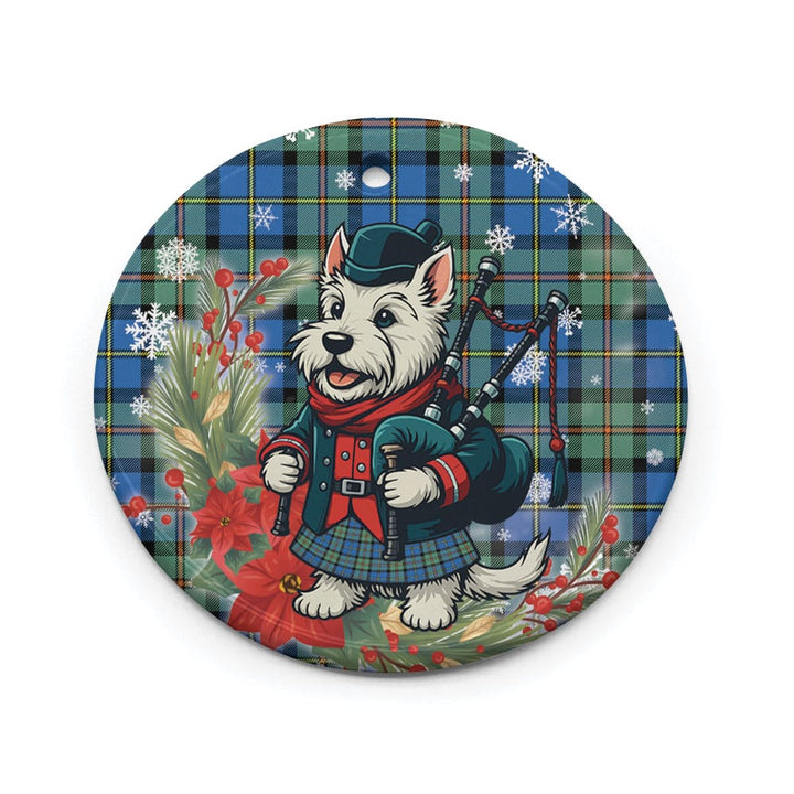 Scottish MacLeod of Harris Ancient Clan Tartan Ceramic Ornament Cute Scottish Terrier Dog Circle Style Tartan Plaid