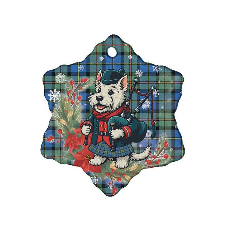 Scottish MacLeod of Harris Ancient Clan Tartan Ceramic Ornament Cute Scottish Terrier Dog Snow Flake Style Tartan Plaid