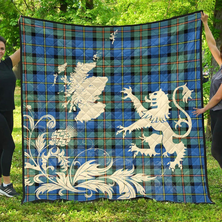 Scottish MacLeod of Harris Ancient Clan Tartan Quilt Rampant Lion with Thistle Tartan Plaid 1