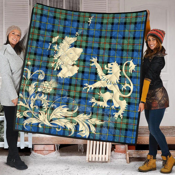 Scottish MacLeod of Harris Ancient Clan Tartan Quilt Rampant Lion with Thistle Tartan Plaid 2