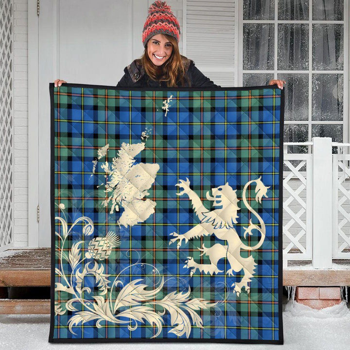 Scottish MacLeod of Harris Ancient Clan Tartan Quilt Rampant Lion with Thistle Tartan Plaid 3