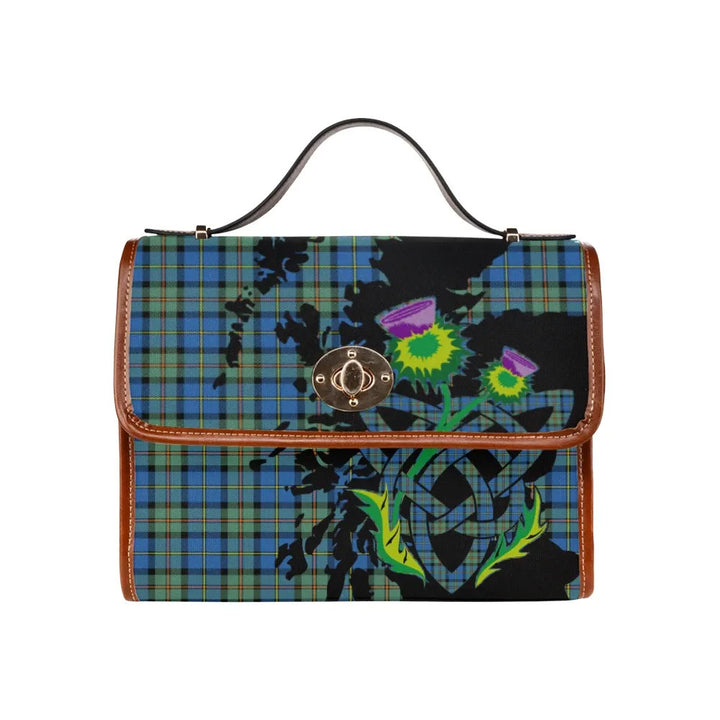 Scottish MacLeod of Harris Ancient Clan Tartan Waterproof Canvas Bag With Thistle Tartan Plaid 2
