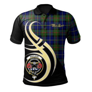 Scottish MacLeod of Harris Modern Clan Crest Tartan Polo Shirt Believe in Me Front Side Tartan Plaid