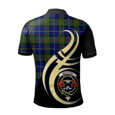 Scottish MacLeod of Harris Modern Clan Crest Tartan Polo Shirt Believe in Me Back Side Tartan Plaid