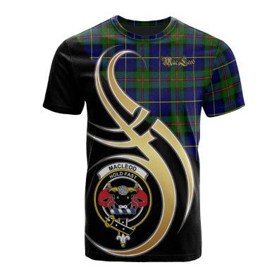 Scottish MacLeod of Harris Modern Clan Crest Tartan T-Shirt Believe in Me Front Side Tartan Plaid