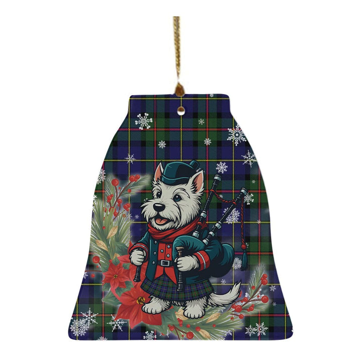 Scottish MacLeod of Harris Modern Clan Tartan Ceramic Ornament Cute Scottish Terrier Dog Bell Style Tartan Plaid