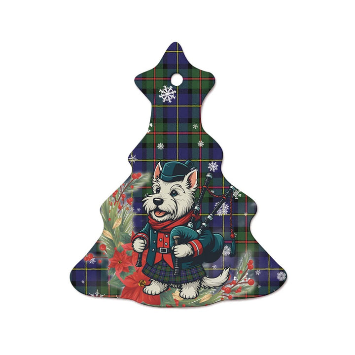 Scottish MacLeod of Harris Modern Clan Tartan Ceramic Ornament Cute Scottish Terrier Dog Tree Style Tartan Plaid
