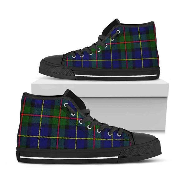 Scottish MacLeod of Harris Modern Clan Tartan High Top Shoes Black Sole Tartan Plaid