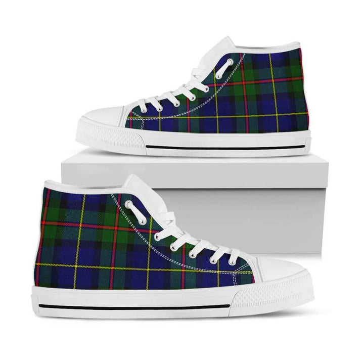 Scottish MacLeod of Harris Modern Clan Tartan High Top Shoes White Sole Tartan Plaid