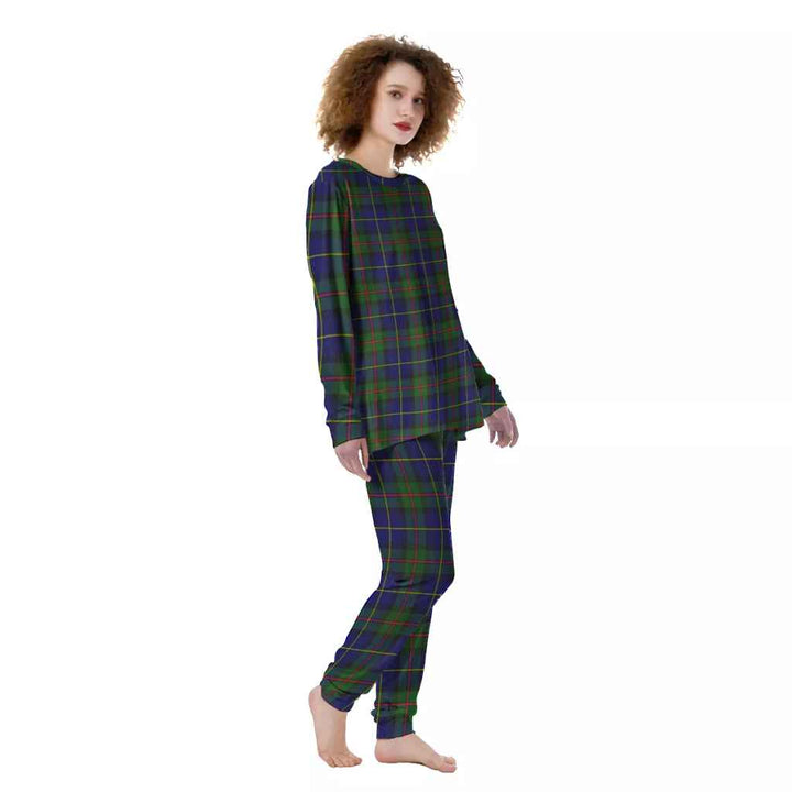 Scottish MacLeod of Harris Modern Clan Tartan Pajama Set Women Front Side Tartan Plaid