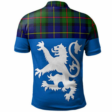 Scottish MacLeod of Harris Modern Clan Tartan Polo Shirt - Lion Rampant of Scotland With Flag Back Side Tartan Plaid