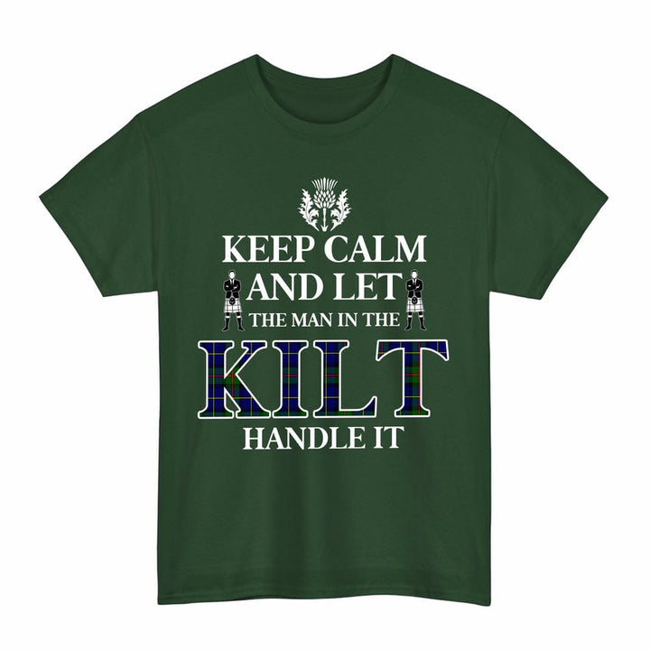 Scottish MacLeod of Harris Modern Clan Tartan T-Shirt - Keep Calm Tartan Plaid Forest Green Color