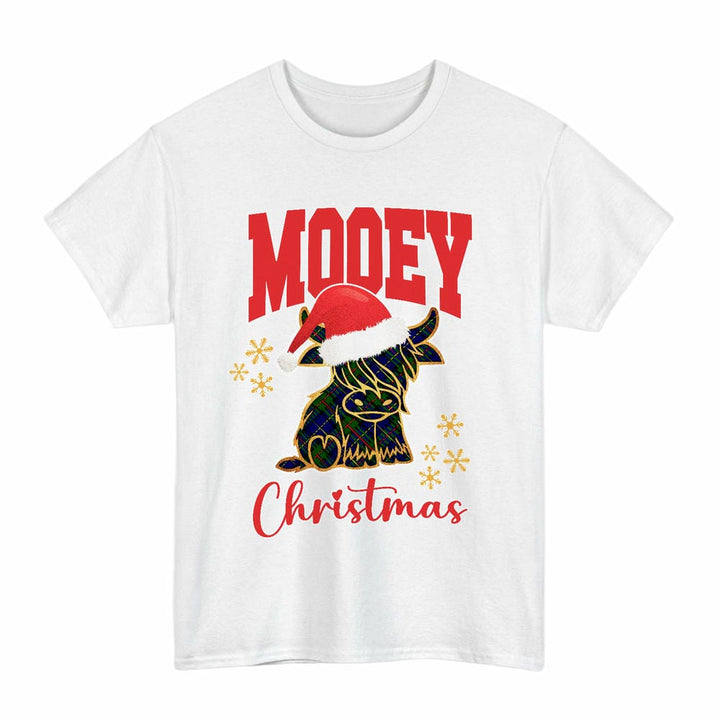 Scottish MacLeod of Harris Modern Clan Tartan T-Shirt - Mooey Christmas Tartan Plaid White Color