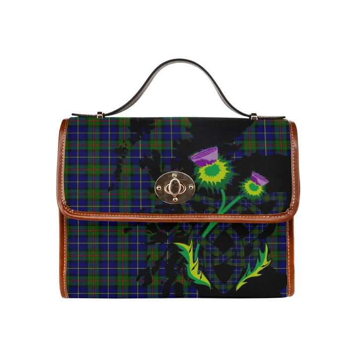 Scottish MacLeod of Harris Modern Clan Tartan Waterproof Canvas Bag With Thistle Tartan Plaid 1