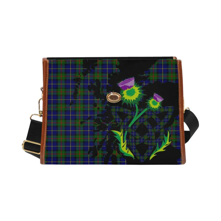 Scottish MacLeod of Harris Modern Clan Tartan Waterproof Canvas Bag With Thistle Tartan Plaid 2